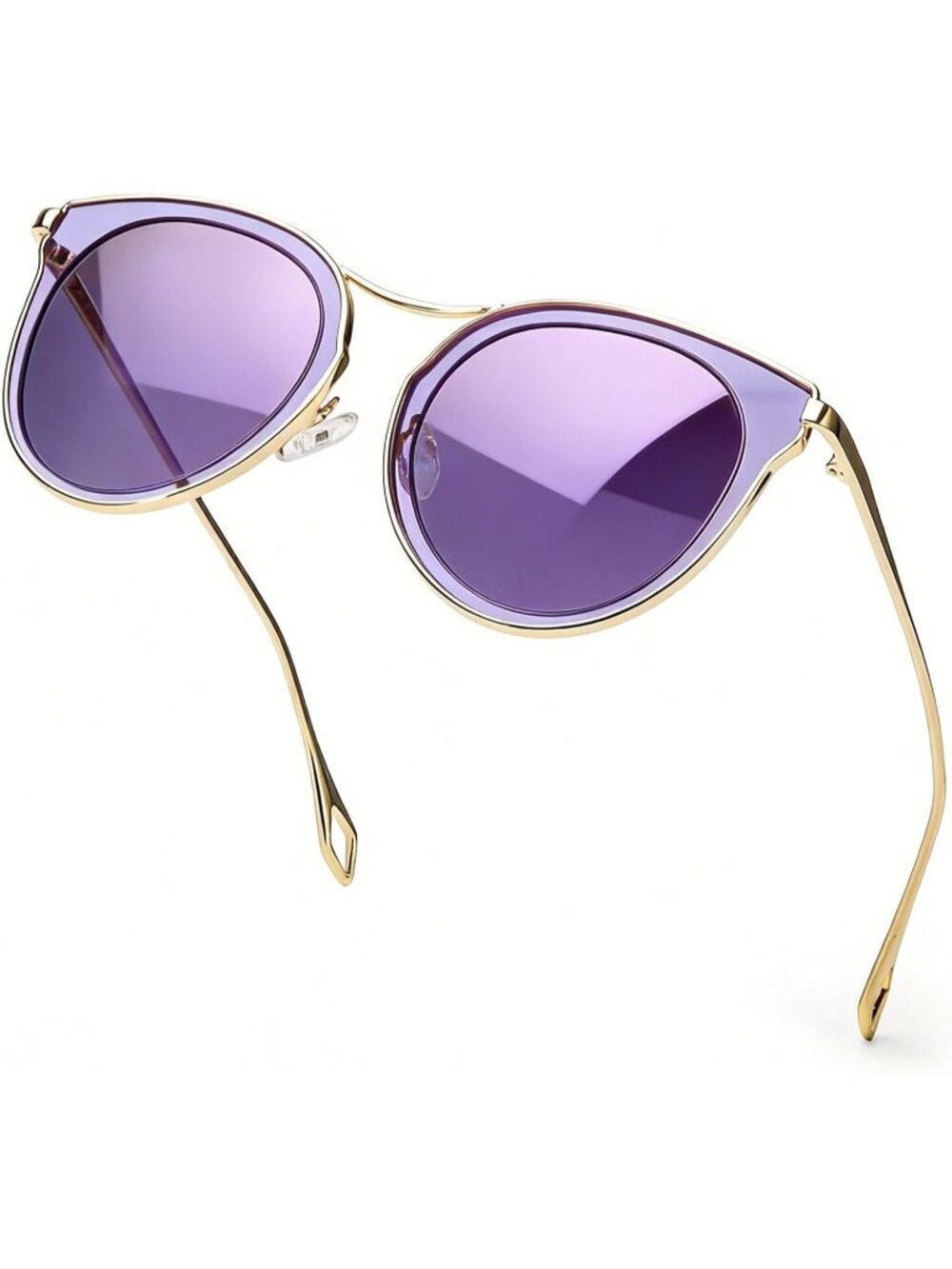 Women's Oversized Cat Eye Mirrored Sun Glasses Shades with UV400 Purple